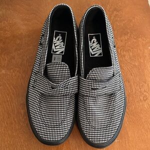 Vans Black & White Houndstooth Slip-On Loafers